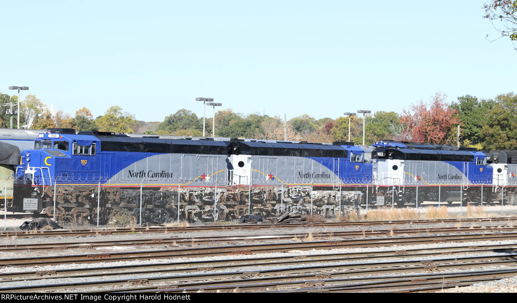 RNCX 102, 101, & 103 sit in the NCDOT yard